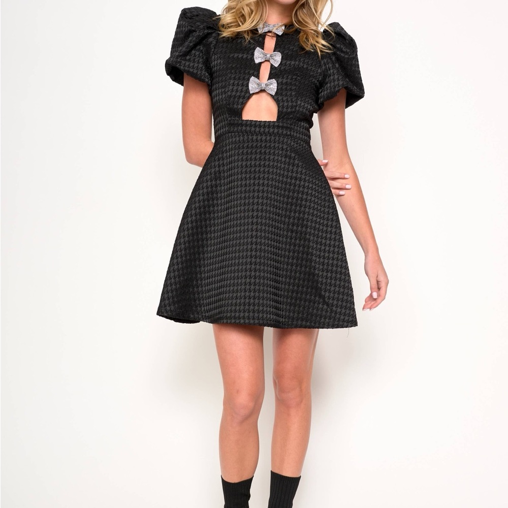 Keepsake Bow Cut Out Puff Sleeve Dress